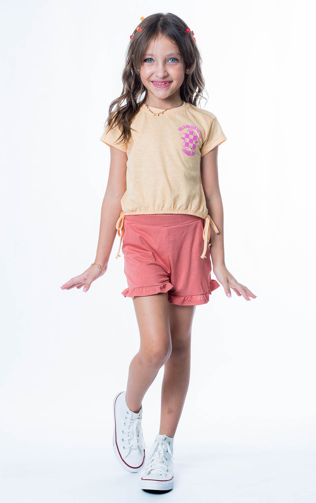 BLUSA CROPPED COM ELASTICO E AMARRAÇÃO CÓDIGO KIDS ALICE MONTEIRO