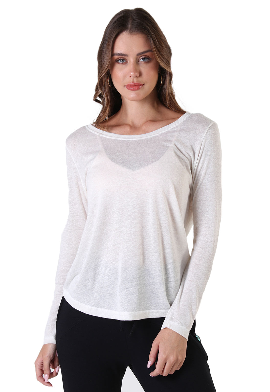 Blusa Feminina Manga Longa Linho Mistic