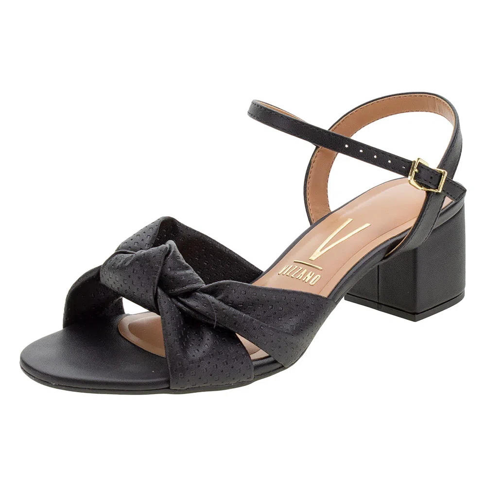 Sandália Feminina Salto Baixo Vizzano - 62911122 PRETO 