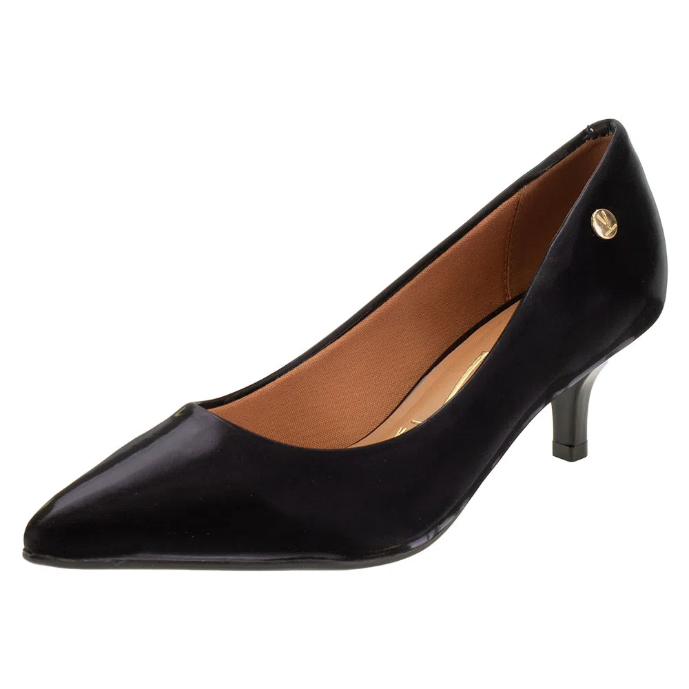 Scarpin Glossy Salto Baixo Vizzano - 1122828 PRETO