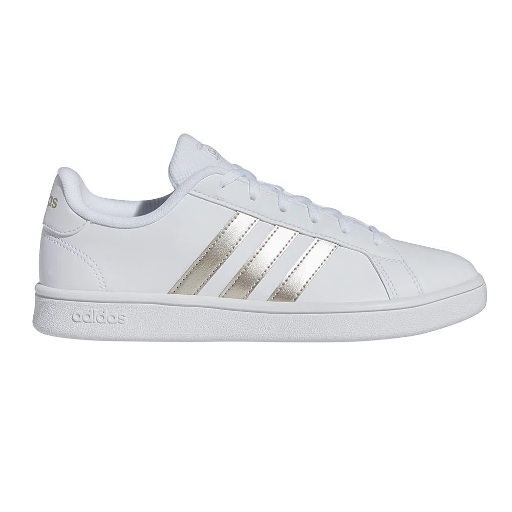 Tênis Casual Adidas Grand Court Base Branco e Dourado - Feminino