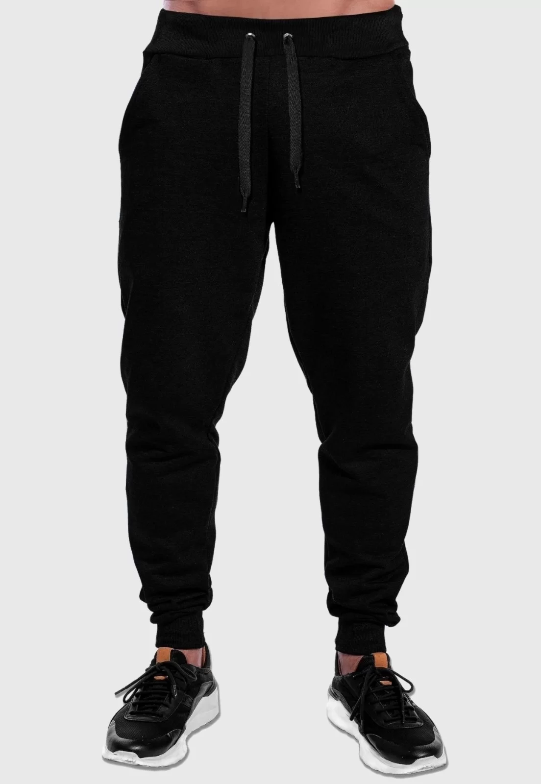 calça jogger de moletom com barra ajustável preta