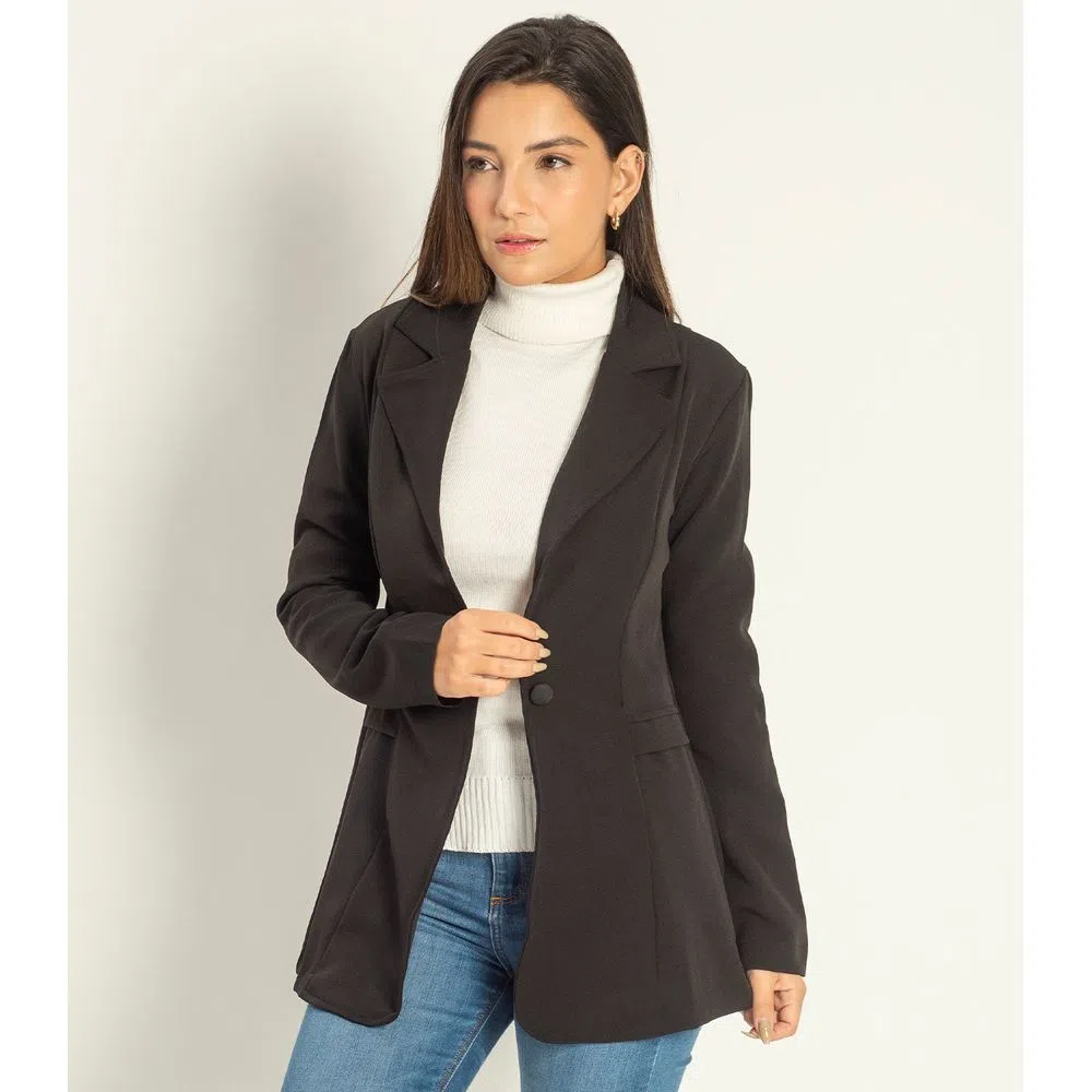 BLAZER FEMININO DE MICROFIBRA MISSO PRETO