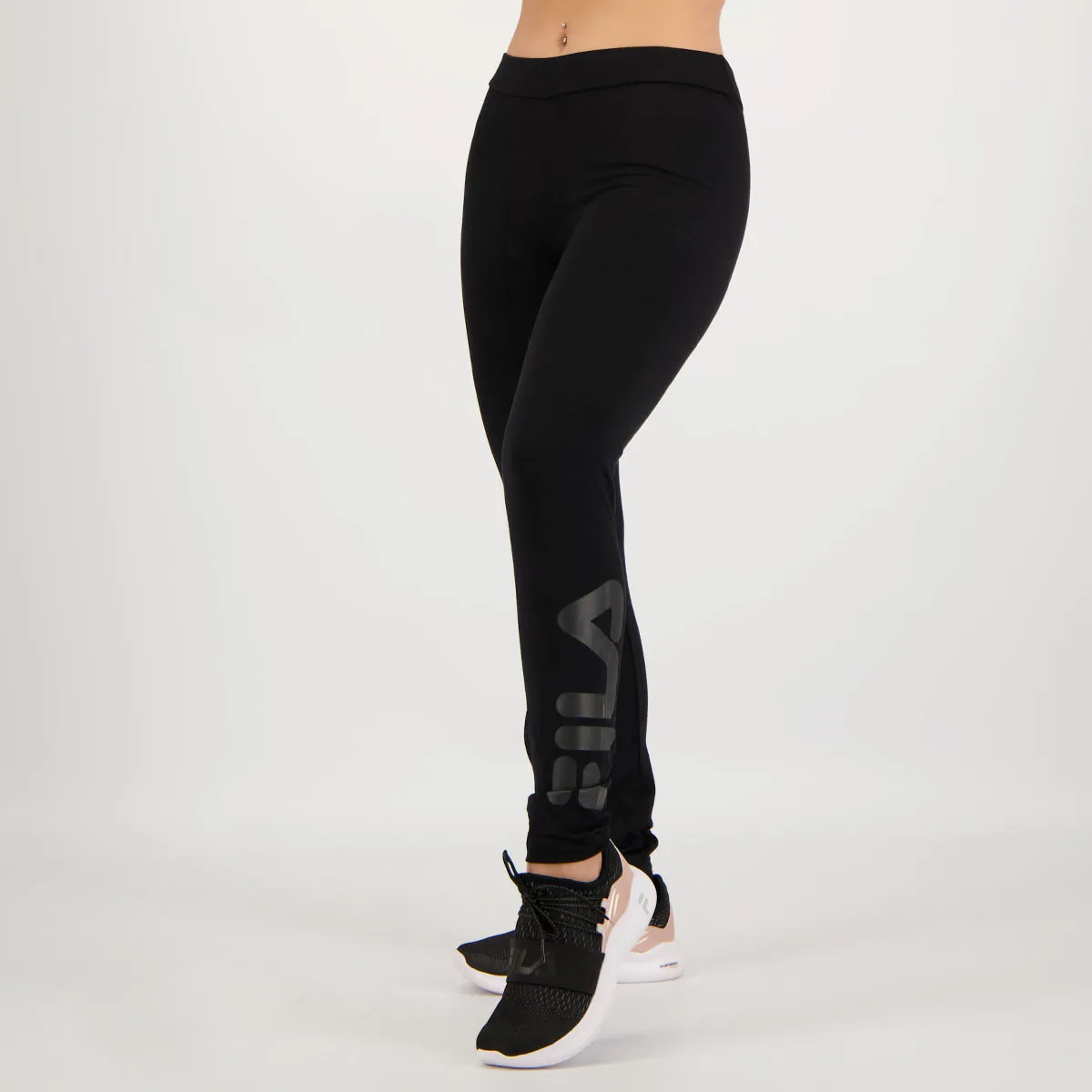 Calça Legging Fila Letter Logo Feminina Preta