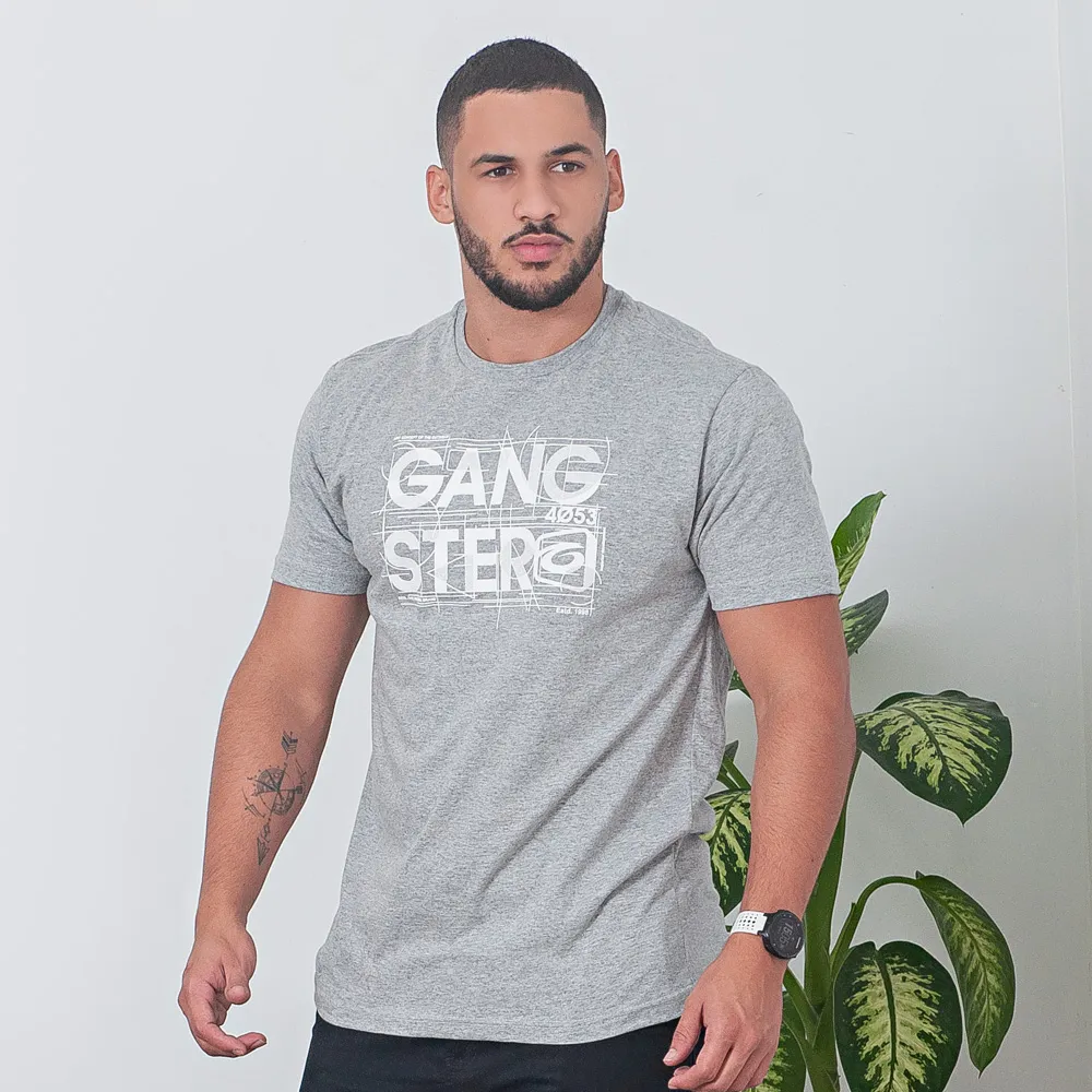 Camiseta Masculina Gangster Estampada Mescla