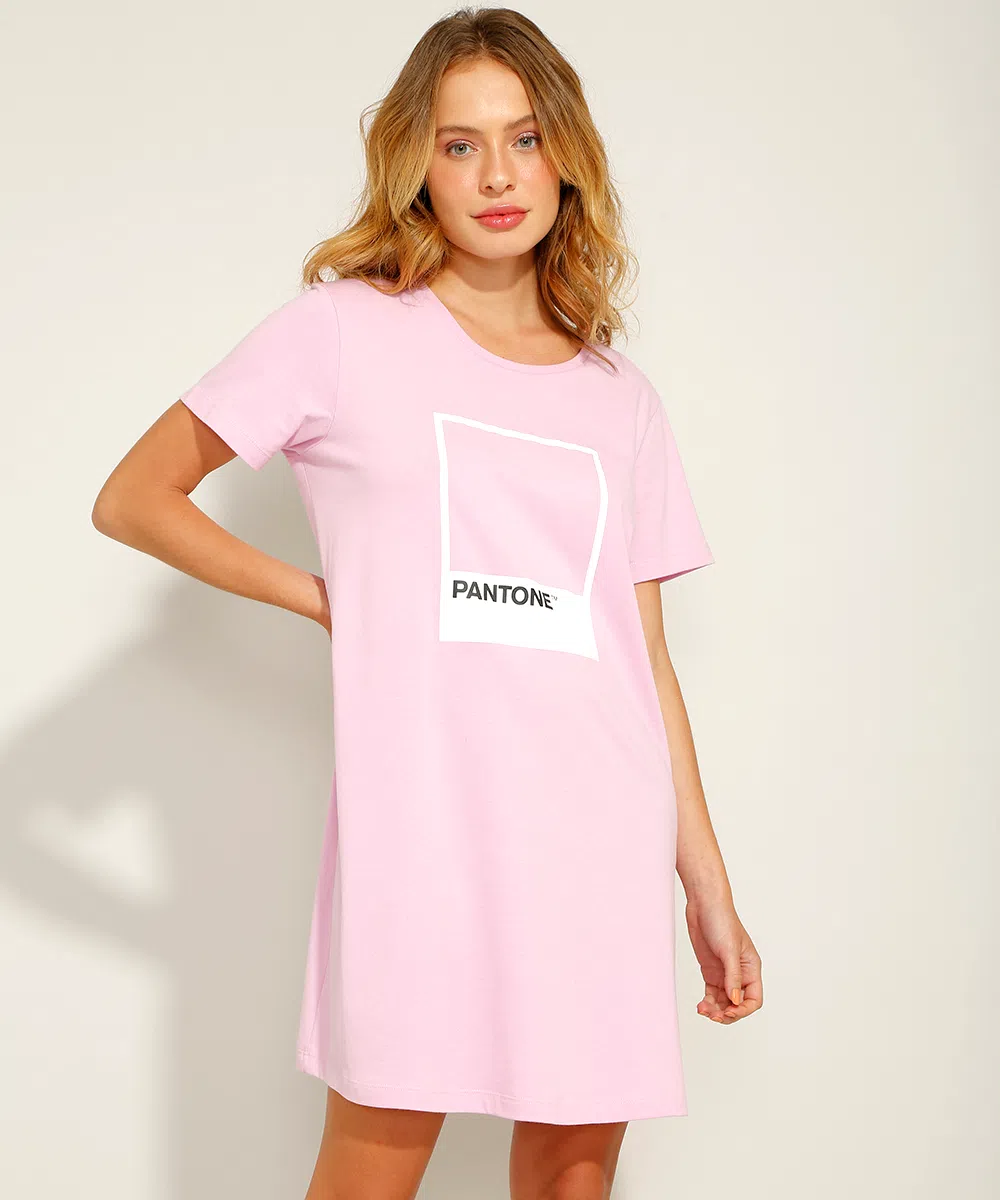 camisola de algodão manga curta pantone rosa