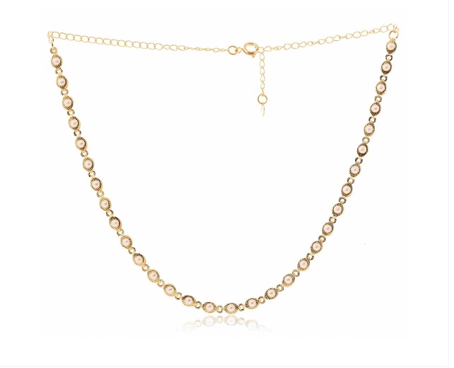 Choker com Corrente de Mini Pérolas Folheado em Ouro 18k